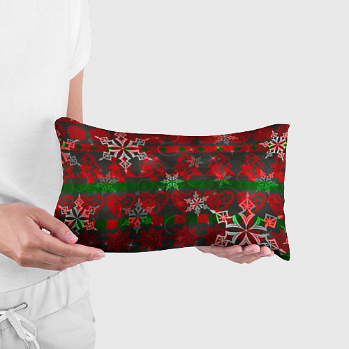 Подушка-антистресс Рождественские узоры ёлки и снежинки / 3D-принт – фото 3