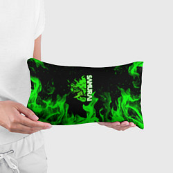 Подушка-антистресс Samurai green fire toxic, цвет: 3D-принт — фото 2