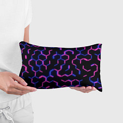 Подушка-антистресс Сине-розовые неоновые неполные гексагоны, цвет: 3D-принт — фото 2