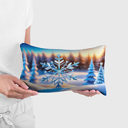 Подушка-антистресс Большая снежинка на фоне леса, цвет: 3D-принт — фото 2
