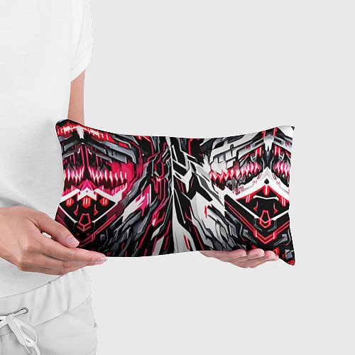 Подушка-антистресс Красно-белая абстракция на чёрном фоне / 3D-принт – фото 3