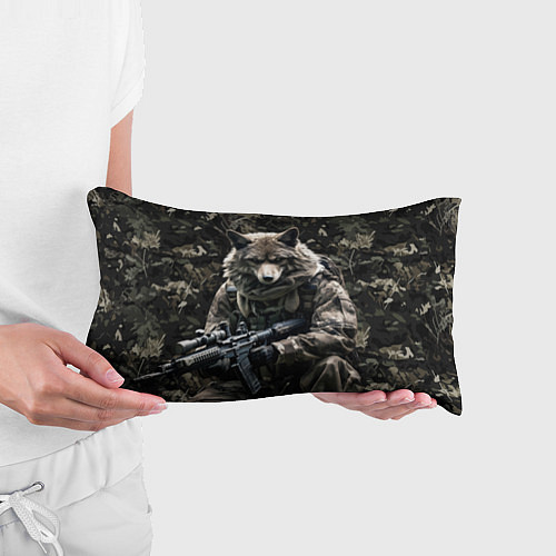 Подушка-антистресс Волк солдат в камуфляже / 3D-принт – фото 3