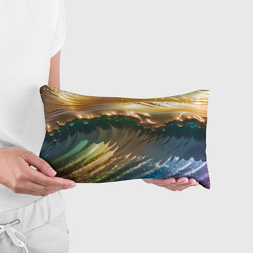 Подушка-антистресс Перламутровые блестящие волны радужных цветов / 3D-принт – фото 3