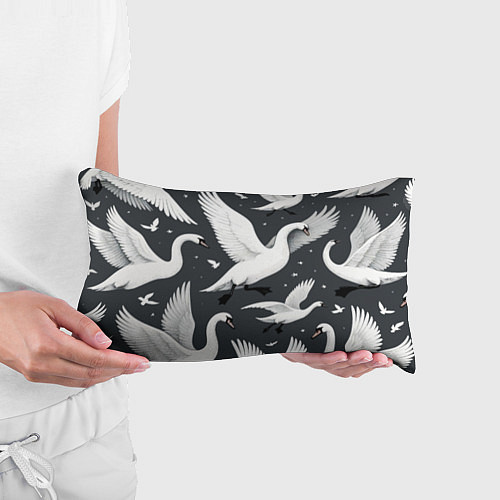 Подушка-антистресс Стая белых лебедей летящих в небе / 3D-принт – фото 3