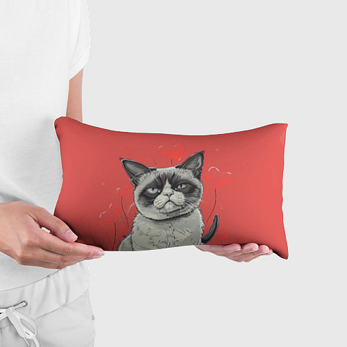 Подушка-антистресс Недовольный кот на день святого Валентина / 3D-принт – фото 3