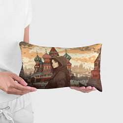 Подушка-антистресс Русская девушка на фоне Москвы, цвет: 3D-принт — фото 2