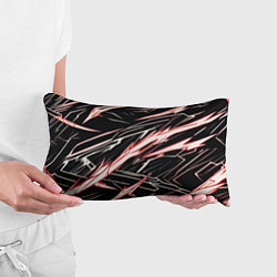 Подушка-антистресс Красные и белые полосы на чёрном фоне, цвет: 3D-принт — фото 2