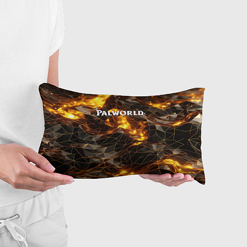 Подушка-антистресс Palworld логотип золотые абстрактные частицы на че / 3D-принт – фото 3