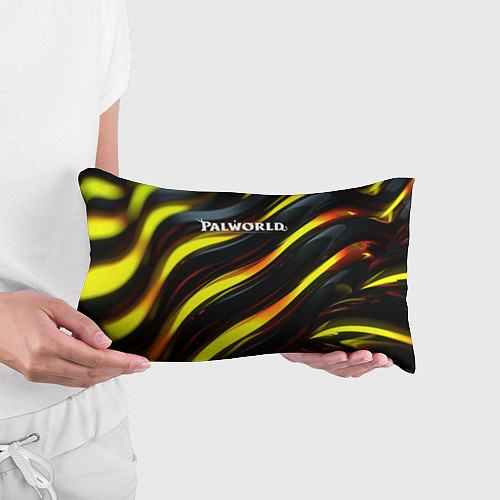 Подушка-антистресс Palworld логотип золотые и черные волны / 3D-принт – фото 3
