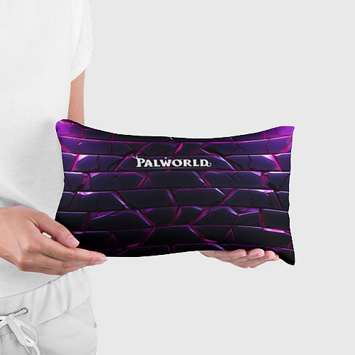 Подушка-антистресс Palworld логотип фиолетовые яркие плиты / 3D-принт – фото 3