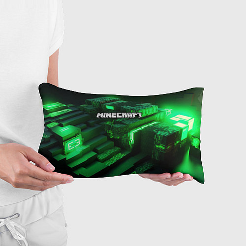 Подушка-антистресс Minecraft logo зеленые неоновые кубы / 3D-принт – фото 3