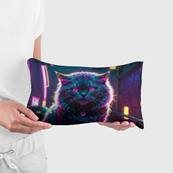 Подушка-антистресс Кот киберпанк с розовыми глазами, цвет: 3D-принт — фото 2