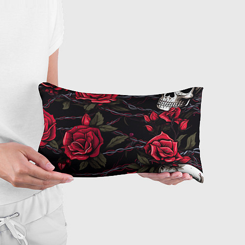 Подушка-антистресс Череп и красные розы / 3D-принт – фото 3