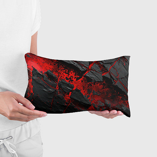Подушка-антистресс Красные разломы черных камней / 3D-принт – фото 3