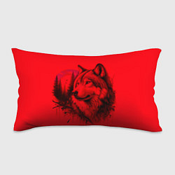 Подушка-антистресс Рисунок волка на красном, цвет: 3D-принт