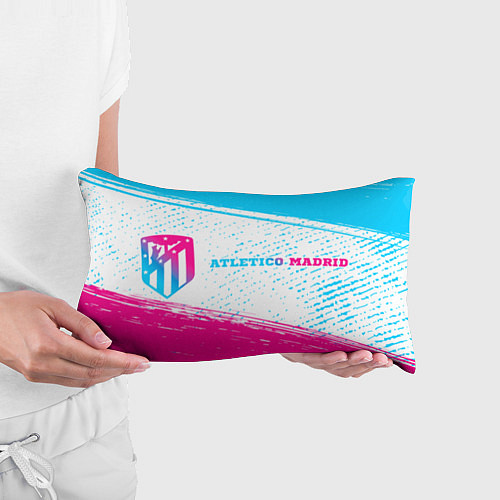 Подушка-антистресс Atletico Madrid neon gradient style по-горизонтали / 3D-принт – фото 3