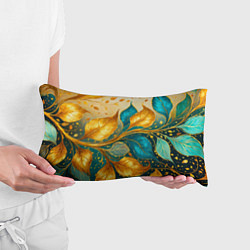Подушка-антистресс Листья абстрактные золото и бирюза, цвет: 3D-принт — фото 2