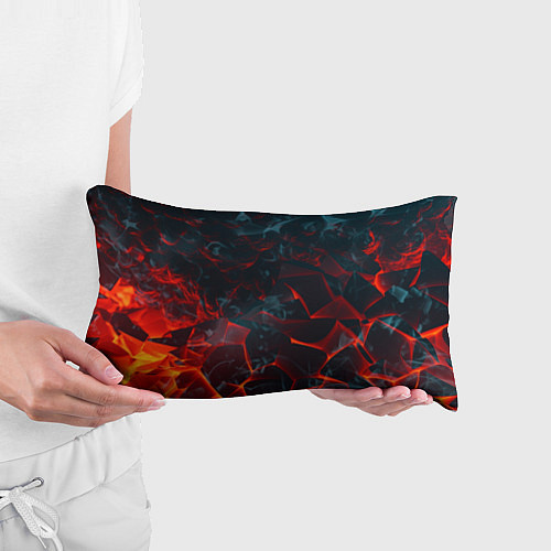 Подушка-антистресс Темная абстракция с разломом красных плит / 3D-принт – фото 3