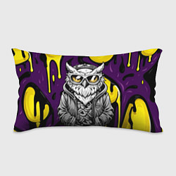 Подушка-антистресс Модная сова фиолетово-желтый фон, цвет: 3D-принт
