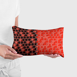 Подушка-антистресс Техно-киберпанк шестиугольники красный и чёрный, цвет: 3D-принт — фото 2