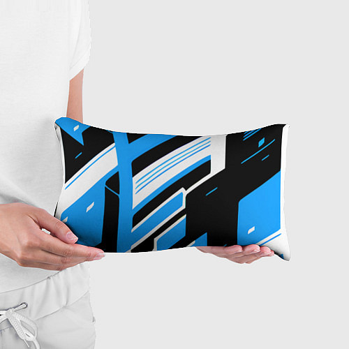 Подушка-антистресс Бело-синие полосы на чёрном фоне / 3D-принт – фото 3