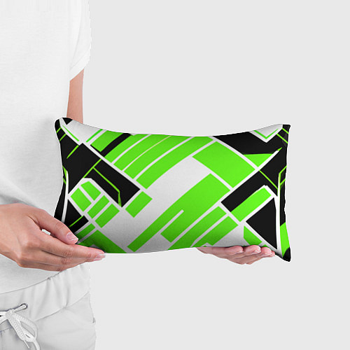 Подушка-антистресс Зелёные широкие линии на белом фоне / 3D-принт – фото 3