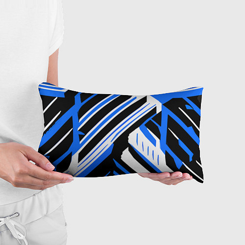 Подушка-антистресс Чёрно-синие полосы на белом фоне / 3D-принт – фото 3