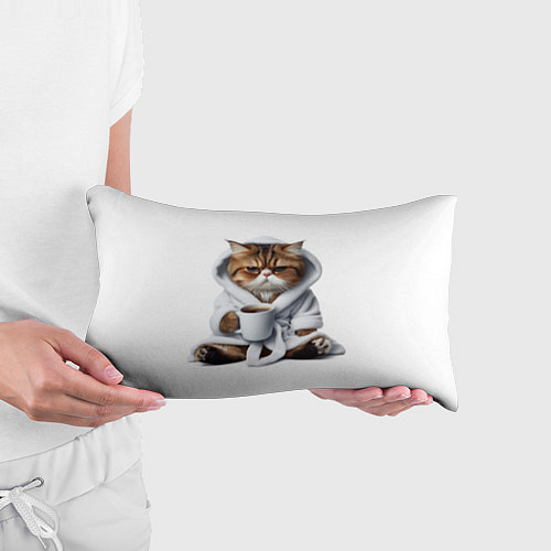 Подушка-антистресс Котик в халате и кофе / 3D-принт – фото 3