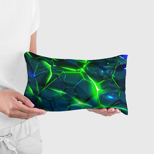 Подушка-антистресс Неоновые яркие зеленые разломленные плиты со свето / 3D-принт – фото 3