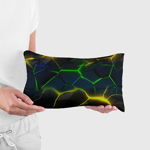 Подушка-антистресс Неоновые яркие зеленые плиты с желтым светом / 3D-принт – фото 3