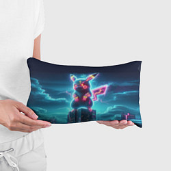 Подушка-антистресс Пикадзила на крыше небоскрёба - неоновое свечение:, цвет: 3D-принт — фото 2