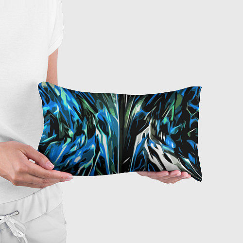 Подушка-антистресс Бело-синяя абстракция на чёрном фоне / 3D-принт – фото 3