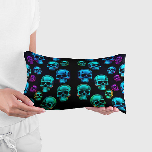 Подушка-антистресс Neon skulls - ai art pattern / 3D-принт – фото 3