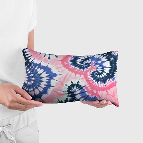 Подушка-антистресс Розово синий тай дай - разводы краски на белом фон / 3D-принт – фото 3