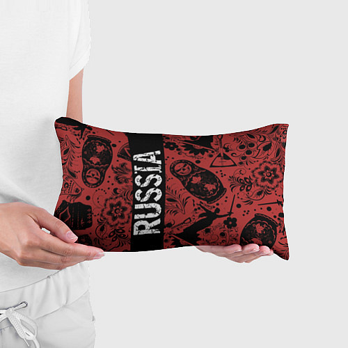 Подушка-антистресс Россия на фоне матрёшек балалайки и славянских узо / 3D-принт – фото 3