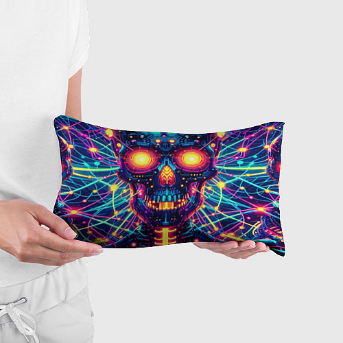 Подушка-антистресс Neon skull - ai art fantasy / 3D-принт – фото 3