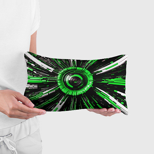 Подушка-антистресс Чёрно-зелёная сфера киберпанк / 3D-принт – фото 3