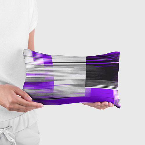 Подушка-антистресс Чёрные вертикальные полосы на фиолетово-белом фоне / 3D-принт – фото 3