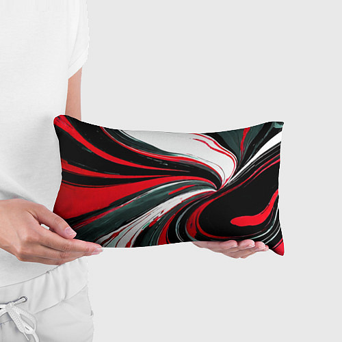 Подушка-антистресс Волнистые чёрно-красные линии на белом фоне / 3D-принт – фото 3