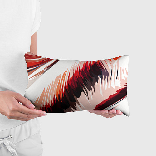 Подушка-антистресс Чёрно-красные острые полосы на белом фоне / 3D-принт – фото 3