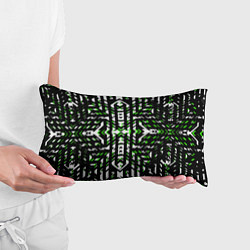 Подушка-антистресс Чёрно-зелёный диагональные полосы на белом фоне, цвет: 3D-принт — фото 2