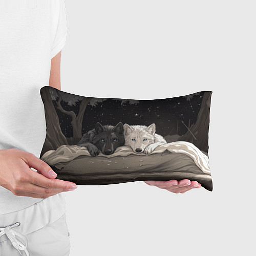 Подушка-антистресс Черный волк и белая волчица вместе / 3D-принт – фото 3
