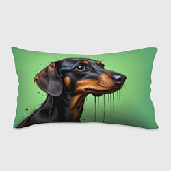 Подушка-антистресс Такса на зеленом фоне, цвет: 3D-принт