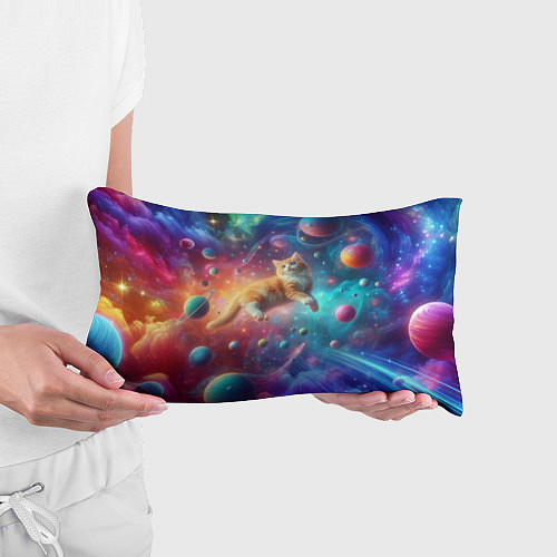 Подушка-антистресс Рыжий космический котёнок - неоновое свечение / 3D-принт – фото 3