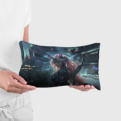 Подушка-антистресс Девушка - единорог киберпанк, цвет: 3D-принт — фото 2