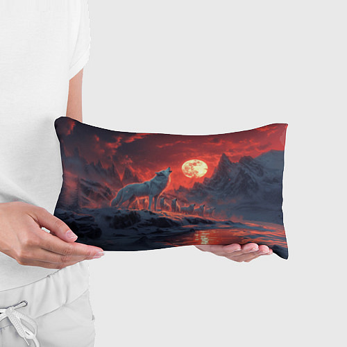 Подушка-антистресс Белый волк воет на луну / 3D-принт – фото 3