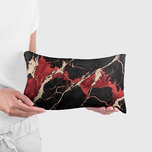 Подушка-антистресс Красно-черная потертая текстура / 3D-принт – фото 3