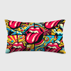 Подушка-антистресс Rolling Stones logo - pop art pattern, цвет: 3D-принт