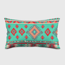 Подушка-антистресс Оранжево бирюзовый геометрический узор в стиле ацт, цвет: 3D-принт