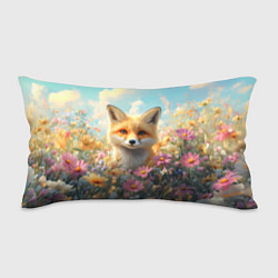 Подушка-антистресс Лиса в цветочном поле, цвет: 3D-принт